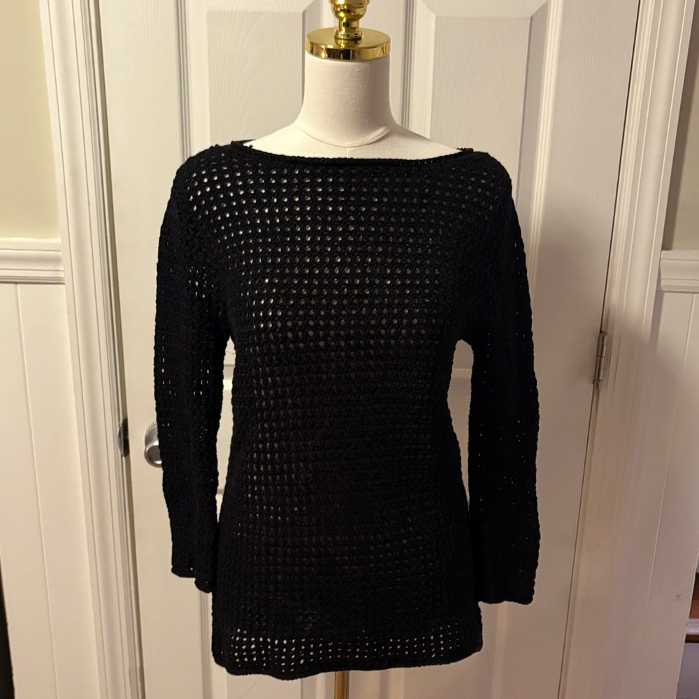 Exclusive Ralph Lauren Hand Knit Black Sweater Top